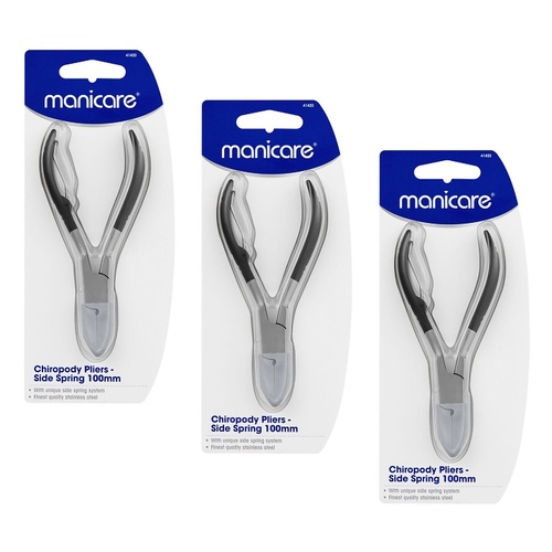 Manicare Chiropody Pliers with Side Spring, 100mm x 3 Bundle of 3