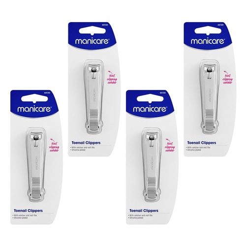 Manicare Toenail Clippers With Catcher and Nail File x 3 Bundle of 4