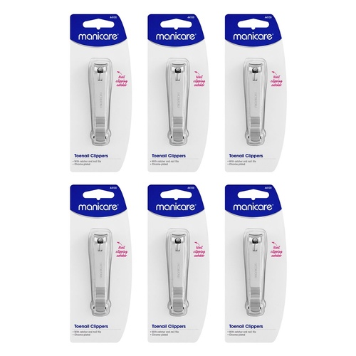 Manicare Toenail Clippers With Catcher and Nail File x 3 Bundle of 6