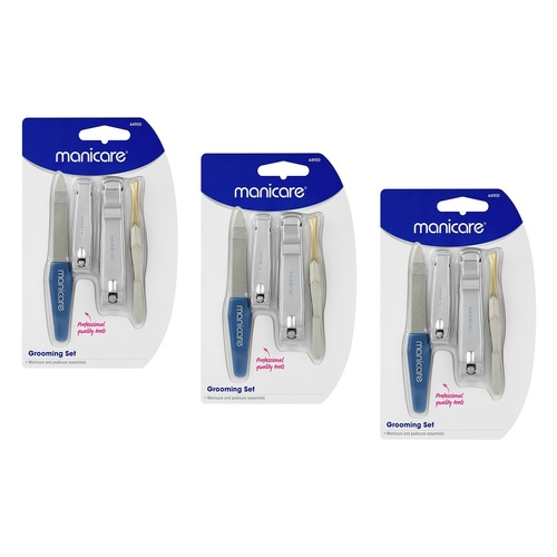 Manicare Grooming Set, Manicure and Pedicure, 4 Piece x 3 Bundle of 3
