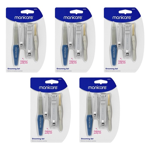 Manicare Grooming Set, Manicure and Pedicure, 4 Piece x 3 Bundle of 5