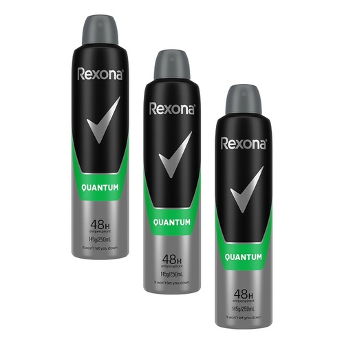 Rexona Men Antiperspirant Aerosol Quantum 250mL Pack of 3