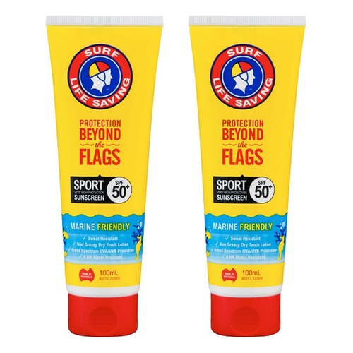 Surf Life Saving Australia Sport Sunscreen SPF50+ 100mL Pack of 2