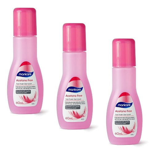Manicare Nail Polish Remover Acetone Free with Vitamin E 60mL x 3 Bundle of 3