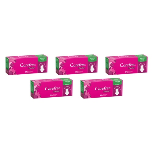 Carefree Flexia Super Tampons 16 Pack x 12 Bundle of 5