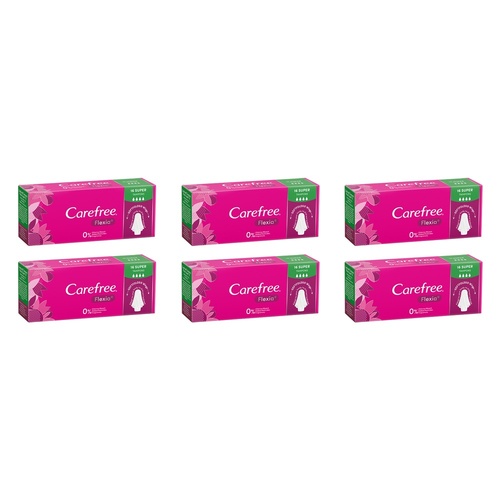 Carefree Flexia Super Tampons 16 Pack x 12 Bundle of 6