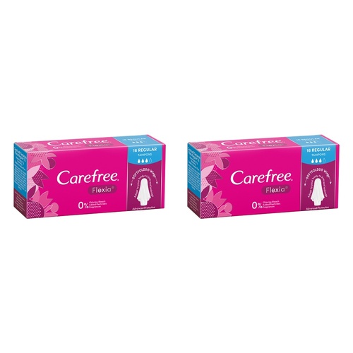 Carefree Flexia Regular Tampons 16 Pack x 12 Bundle of 2