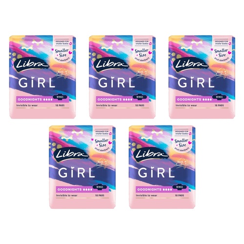 Libra Girl Goodnights Pads with Wings 10 Pack Bundle of 5