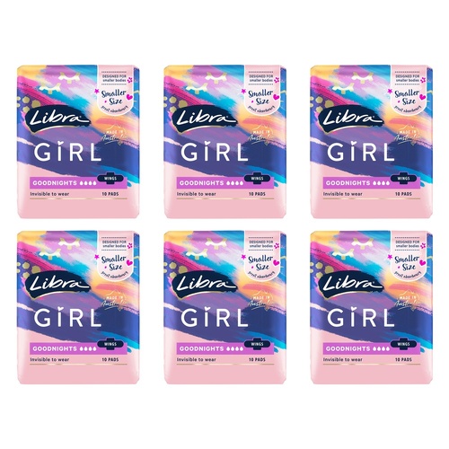 Libra Girl Goodnights Pads with Wings 10 Pack Bundle of 6