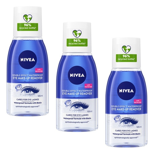 NIVEA Double Effect Eye Make-Up Remover 125mL Pack of 3