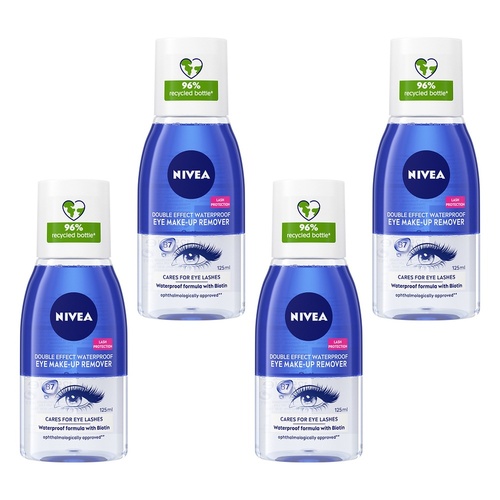 NIVEA Double Effect Eye Make-Up Remover 125mL Pack of 4