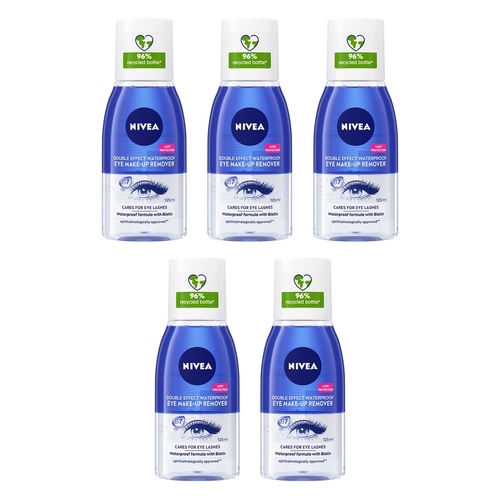 NIVEA Double Effect Eye Make-Up Remover 125mL Pack of 5