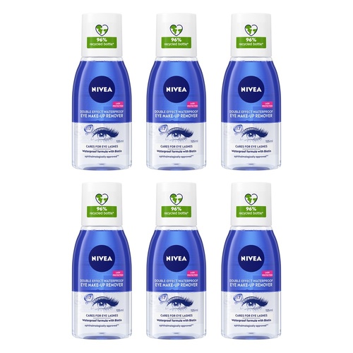 NIVEA Double Effect Eye Make-Up Remover 125mL Pack of 6