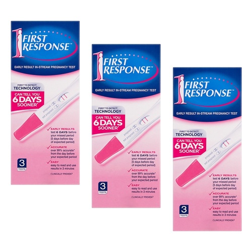 First Response Early Result In-Stream Pregnancy Test 3 Pack Bundle of 3