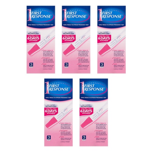 First Response Early Result In-Stream Pregnancy Test 3 Pack Bundle of 5
