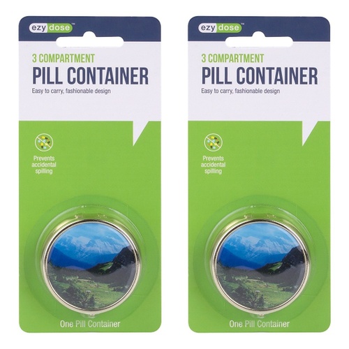 Ezy Dose Round Fashion Pill Case Pack of 2