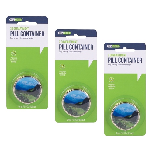 Ezy Dose Round Fashion Pill Case Pack of 3