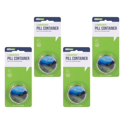 Ezy Dose Round Fashion Pill Case Pack of 4