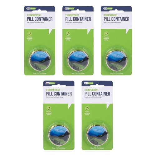 Ezy Dose Round Fashion Pill Case Pack of 5
