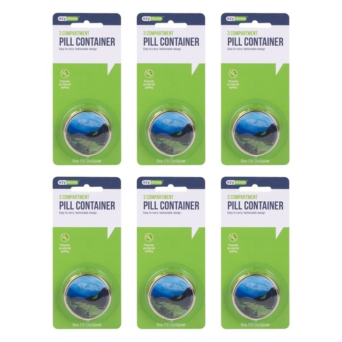 Ezy Dose Round Fashion Pill Case Pack of 6