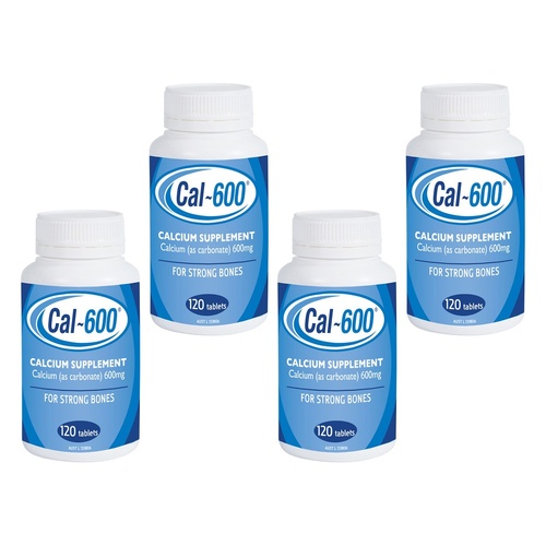 Cal600 Carbonate 600mg 120-Tablet Pack Bundle of 4