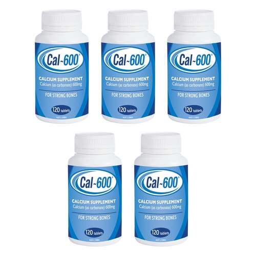 Cal600 Carbonate 600mg 120-Tablet Pack Bundle of 5