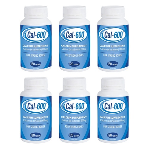 Cal600 Carbonate 600mg 120-Tablet Pack Bundle of 6