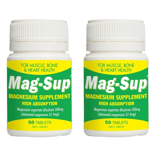 Mag-Sup Magnesium 500mg Tablets 50 Bottle Pack of 2
