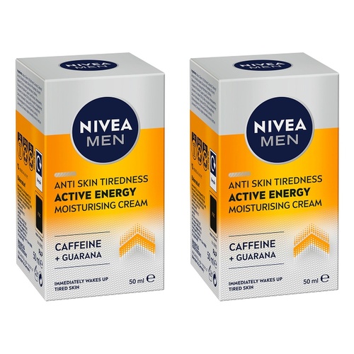 NIVEA Men Active Energy Moisturiser 50mL Pack of 2