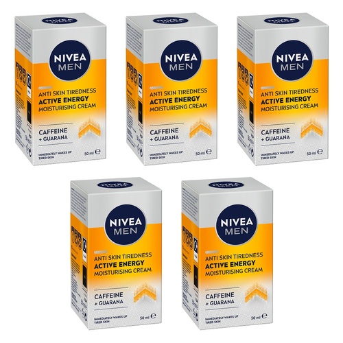 NIVEA Men Active Energy Moisturiser 50mL Pack of 5