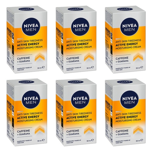 NIVEA Men Active Energy Moisturiser 50mL Pack of 6
