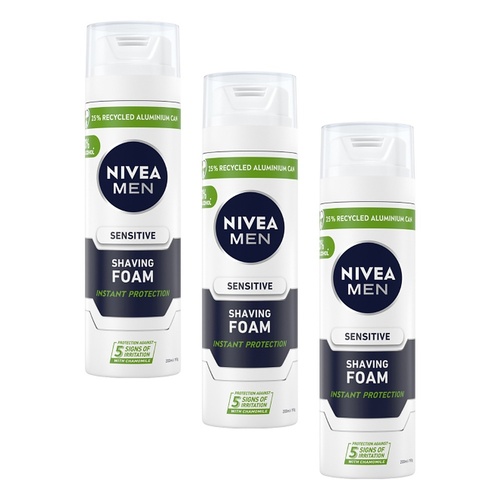 NIVEA Men Sensitive Shaving Foam 200mL Pack of 3