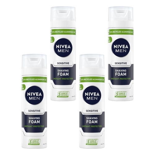 NIVEA Men Sensitive Shaving Foam 200mL Pack of 4