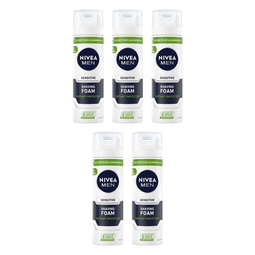 NIVEA Men Sensitive Shaving Foam 200mL Pack of 5