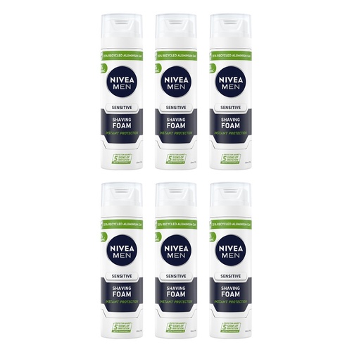 NIVEA Men Sensitive Shaving Foam 200mL Pack of 6