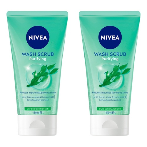 NIVEA Purifying Face Wash Scrub for Oily & Combination Skin 150mL Pack of 2
