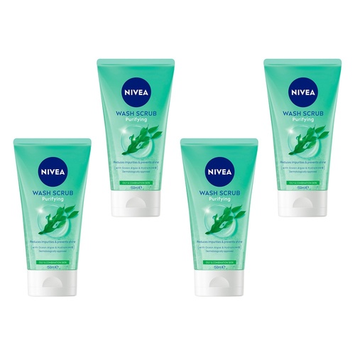 NIVEA Purifying Face Wash Scrub for Oily & Combination Skin 150mL Pack of 4
