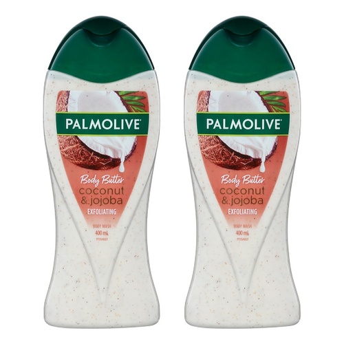 Palmolive Coconut Scrub Body Butter Shower Gel 400mL Pack of 2