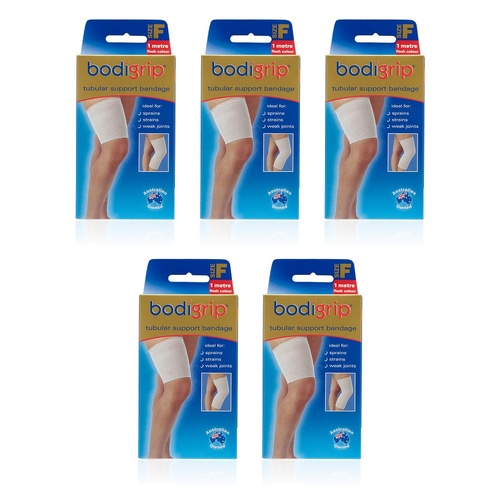 Bodigrip Tubular Support Bandage Size F 10cmx1m Flesh Pack of 5