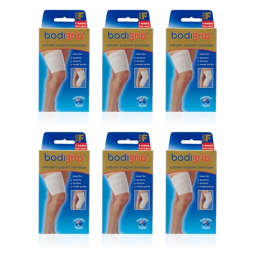 Bodigrip Tubular Support Bandage Size F 10cmx1m Flesh Pack of 6