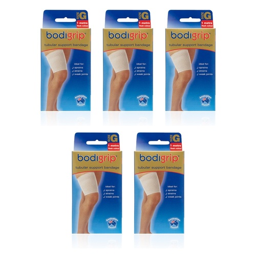 Bodigrip Tubular Support Bandage Size G 12cmx1m Flesh Pack of 5