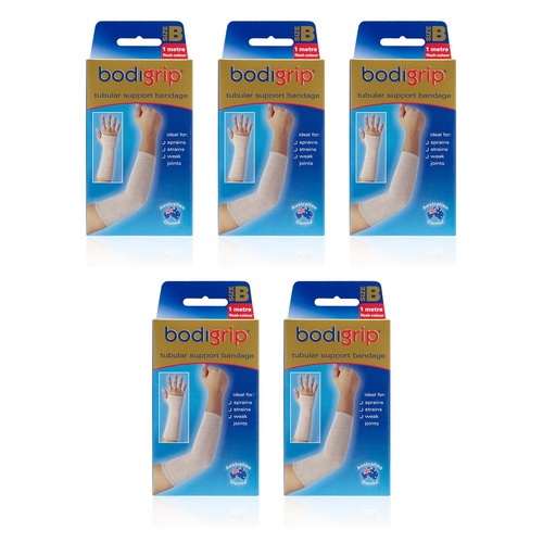 Bodigrip Tubular Support Bandage Size B 6.5cmx1m Flesh Pack of 5