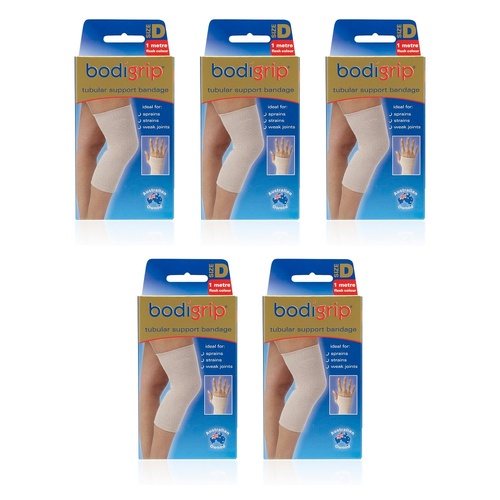 Bodigrip Tubular Support Bandage Size D 7.5cmx1m Flesh Pack of 5