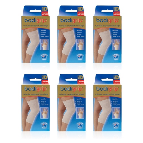 Bodigrip Tubular Support Bandage Size D 7.5cmx1m Flesh Pack of 6