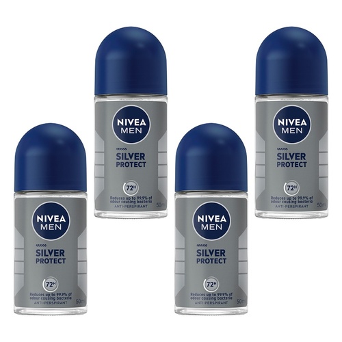 Nivea Deodorant Roll-On Silver Protect 50mL Pack of 4