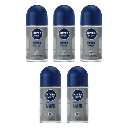 Nivea Deodorant Roll-On Silver Protect 50mL Pack of 5