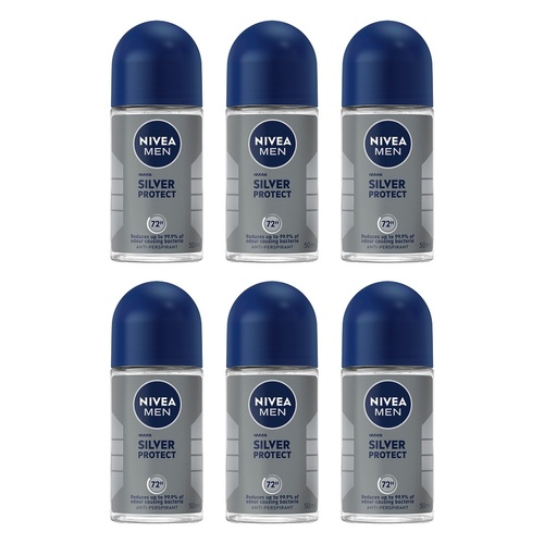 Nivea Deodorant Roll-On Silver Protect 50mL Pack of 6