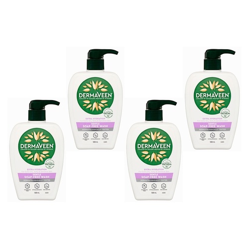 DermaVeen Extra Hydration Gentle Soap-Free Wash 500mL Pack of 4