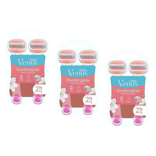 Gillette Venus Comfortglide White Tea Disposable Razor 2 Pack Bundle of 3