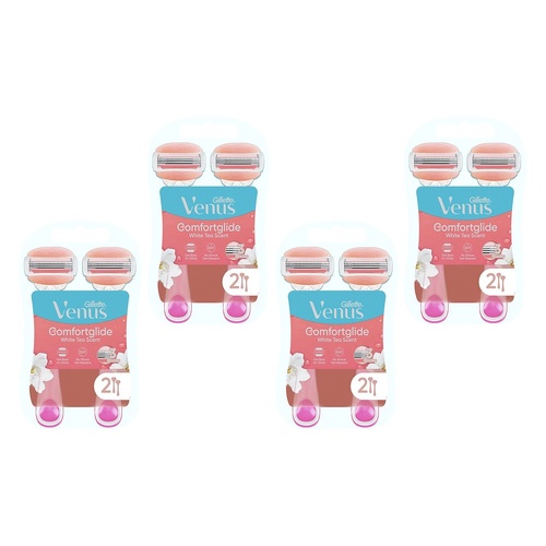 Gillette Venus Comfortglide White Tea Disposable Razor 2 Pack Bundle of 4